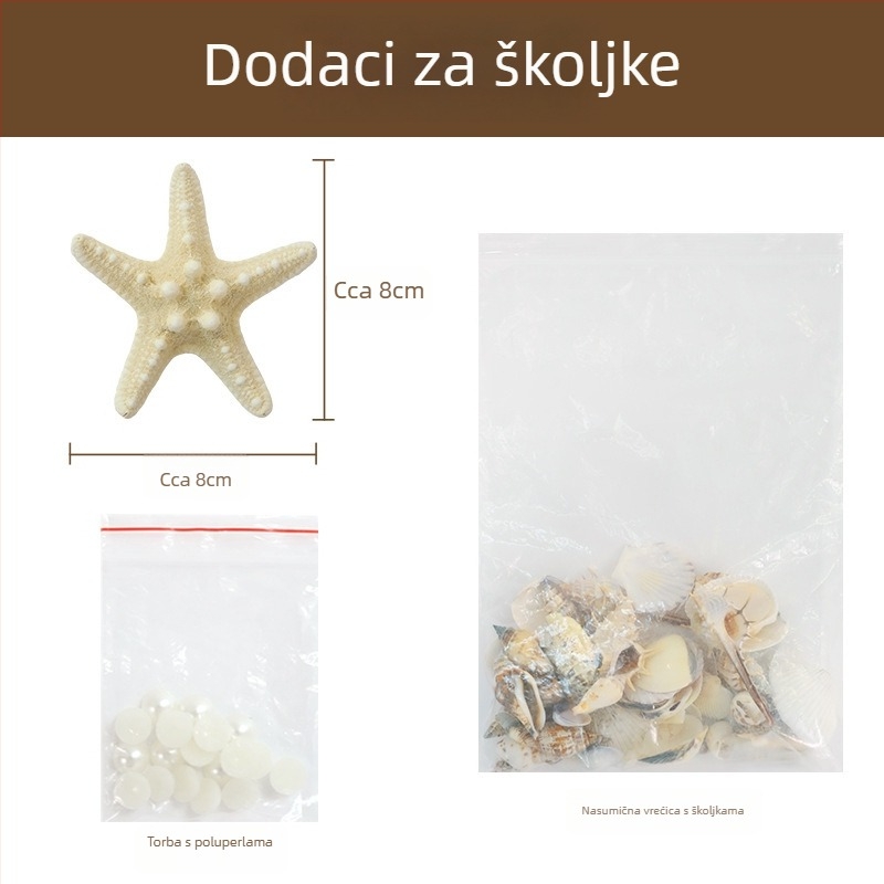 Noćna svjetiljka za božićno drvce od školjki i morske zvijezde — ručno izrađen DIY set, dekorativni ukras, poklon za prijateljicu