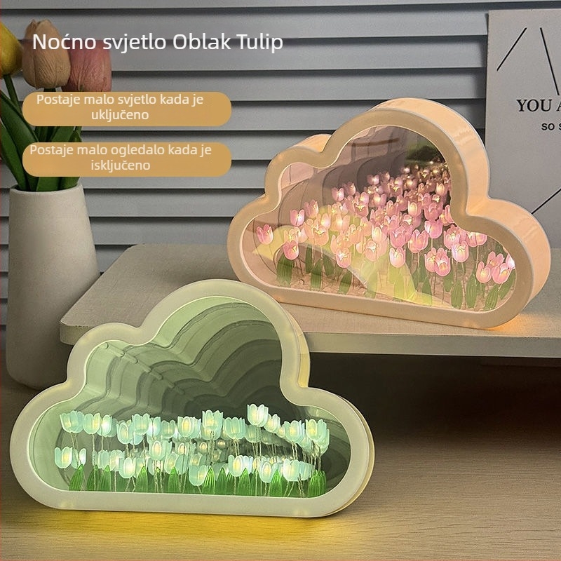Ručna noćna lampica s tulipanima - stolna dekoracija, ambijentalno osvjetljenje