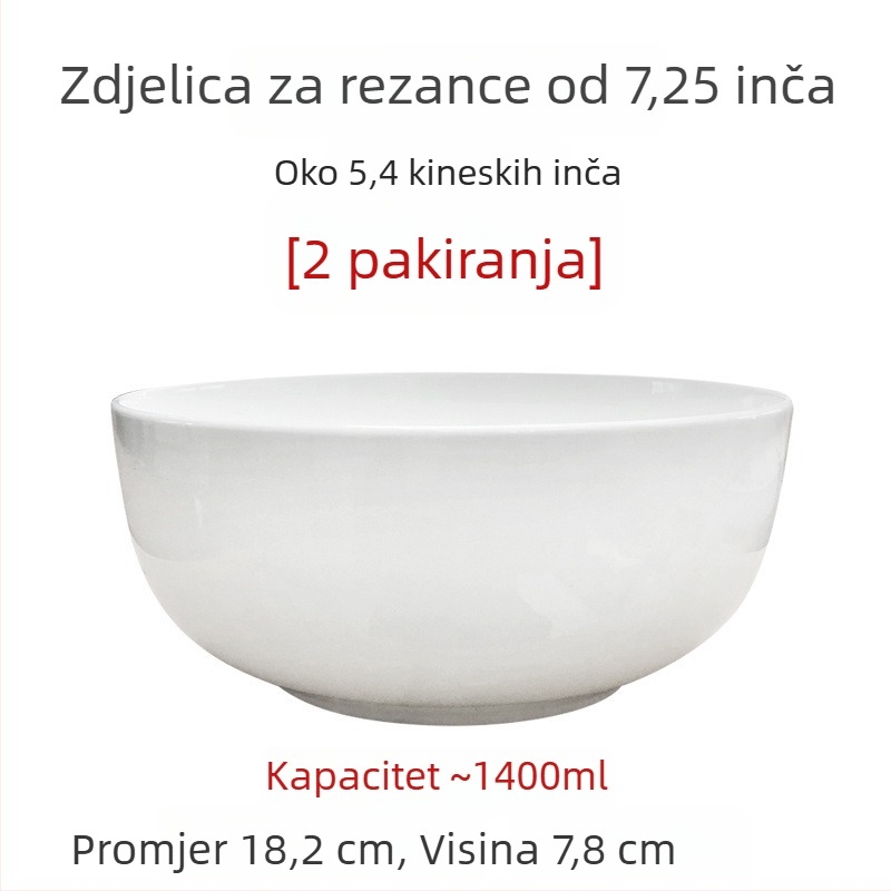 Velike bijele zdjele od kostnog porculana za juhu i salatu, promjer 5/7/9 inča, bez olova, za kućnu upotrebu