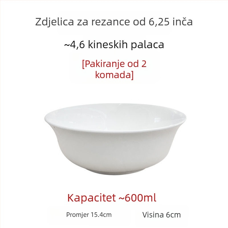 Velike bijele zdjele od kostnog porculana za juhu i salatu, promjer 5/7/9 inča, bez olova, za kućnu upotrebu