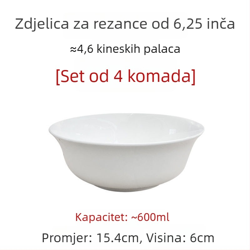 Velike bijele zdjele od kostnog porculana za juhu i salatu, promjer 5/7/9 inča, bez olova, za kućnu upotrebu