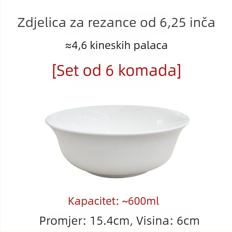 Velike bijele zdjele od kostnog porculana za juhu i salatu, promjer 5/7/9 inča, bez olova, za kućnu upotrebu