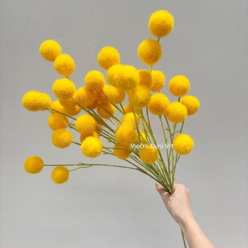 Lažni buket s devet pom-pom kuglica, flokirana tekstura, svadbena dekoracija i rekviziti za fotografiju