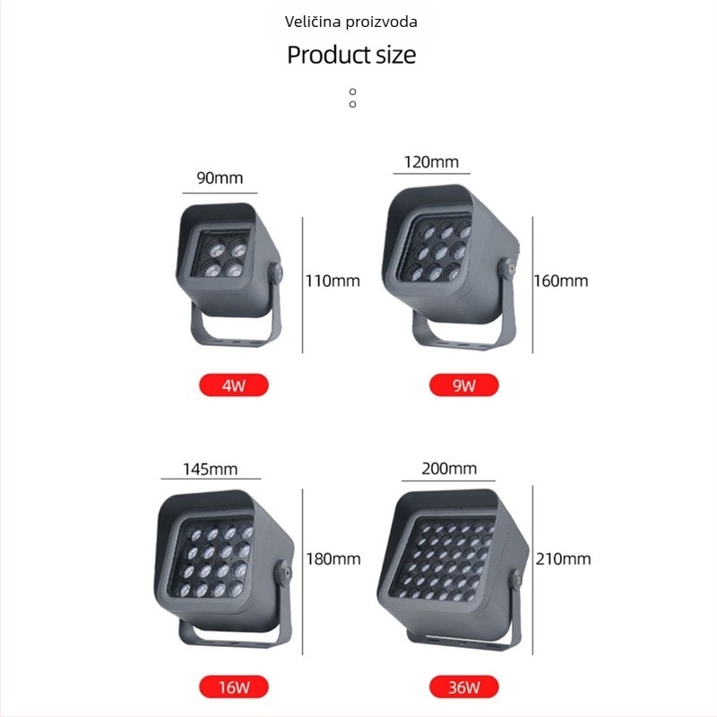 LED kvadratni floodlight za vanjsku upotrebu, IP65 vodootporan, rasvjeta dvorišta, zida i krajolika