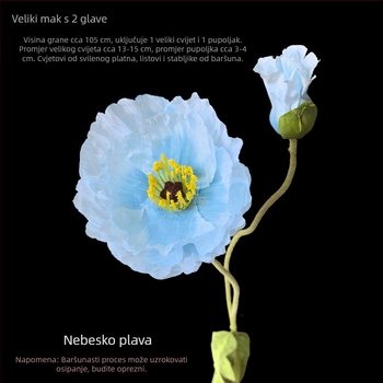 Ogroman umjetni mak s dvije glave za svadbenu dekoraciju, podni aranžman, rekvizit za fotografiju i kućnu dekoraciju