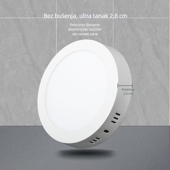 LED ultra-tanki površinski montirani panel LED sa ugrađenim downlightom, bez bušenja, trobojno osvjetljenje za hodnik i ulaz