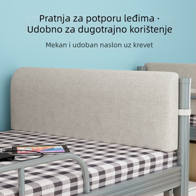 Jastuk za naslone uz krevet u studentskom domu, za gornji i donji kat na jednostrukom krevetu, udobna podrška