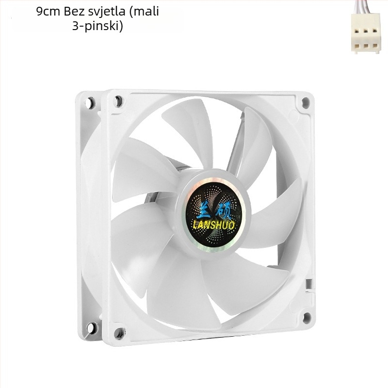 ARGB bijeli ventilator kućišta i CPU ventilator, 9 cm, tih, kontrola temperature i regulacija brzine za stolna računala