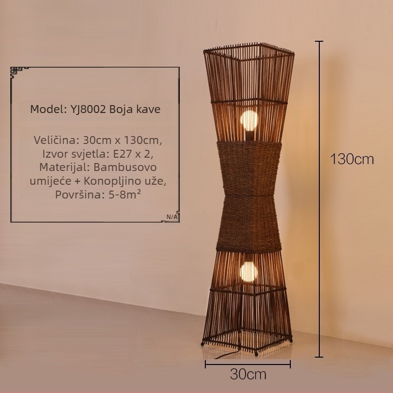 Japonski stil podna lampa s tatami motivima, Zen bambus umjetnost, drvena dekorativna lampa za dnevni boravak i spavaću sobu
