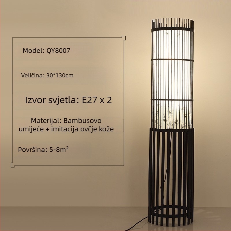 Japonski stil podna lampa s tatami motivima, Zen bambus umjetnost, drvena dekorativna lampa za dnevni boravak i spavaću sobu