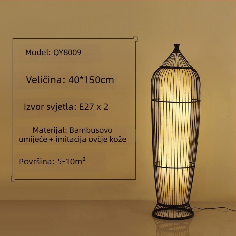Japonski stil podna lampa s tatami motivima, Zen bambus umjetnost, drvena dekorativna lampa za dnevni boravak i spavaću sobu
