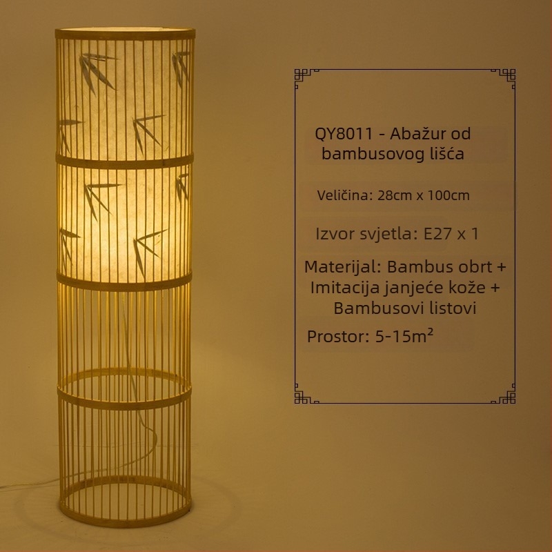 Japonski stil podna lampa s tatami motivima, Zen bambus umjetnost, drvena dekorativna lampa za dnevni boravak i spavaću sobu