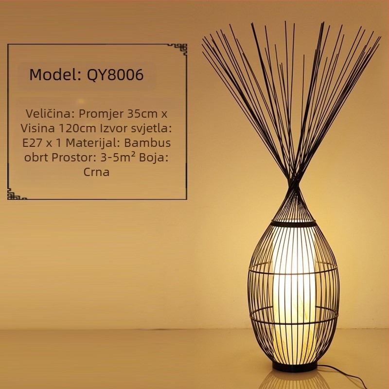 Japonski stil podna lampa s tatami motivima, Zen bambus umjetnost, drvena dekorativna lampa za dnevni boravak i spavaću sobu