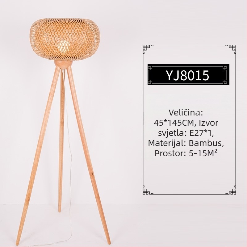 Japonski stil podna lampa s tatami motivima, Zen bambus umjetnost, drvena dekorativna lampa za dnevni boravak i spavaću sobu