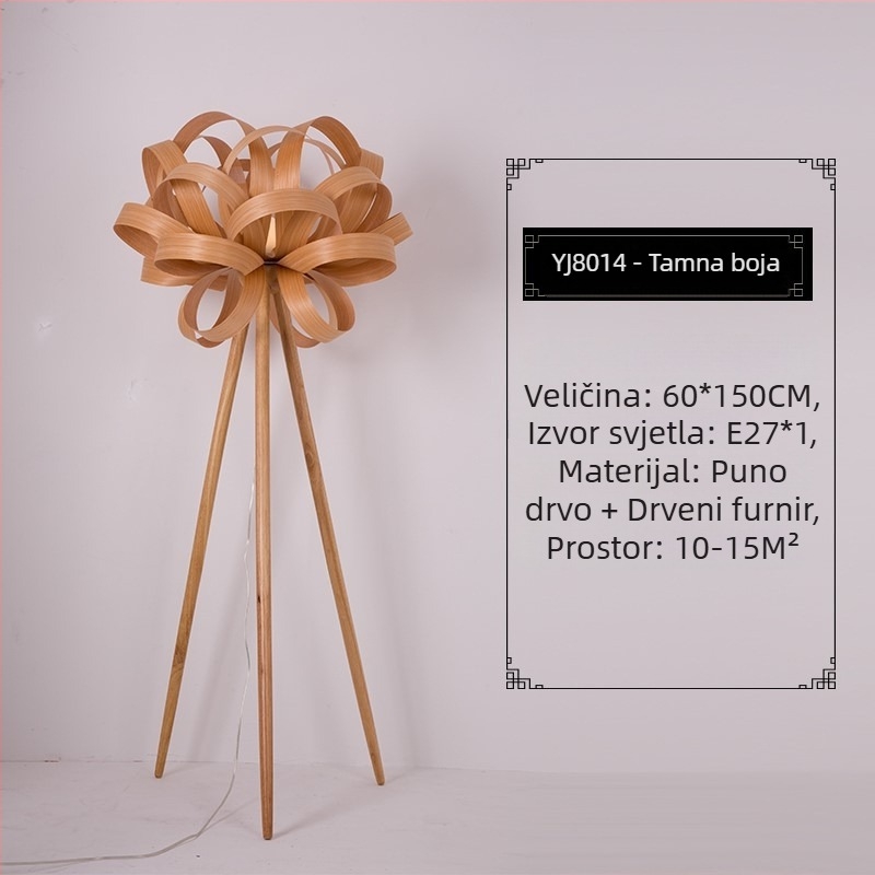 Japonski stil podna lampa s tatami motivima, Zen bambus umjetnost, drvena dekorativna lampa za dnevni boravak i spavaću sobu