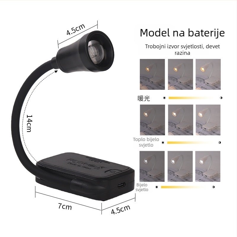Mini LED lampica s USB napajanjem, noćna svjetiljka za dom, lampica za čitanje s klipsom za knjigu, zaštita očiju, prijenosno studijsko svjetlo