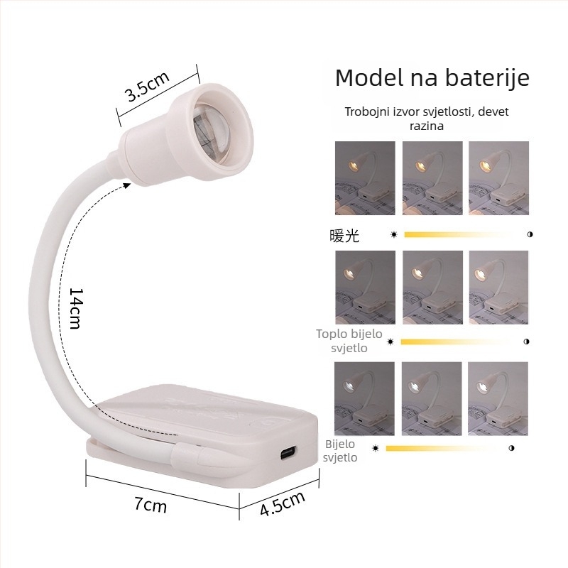 Mini LED lampica s USB napajanjem, noćna svjetiljka za dom, lampica za čitanje s klipsom za knjigu, zaštita očiju, prijenosno studijsko svjetlo