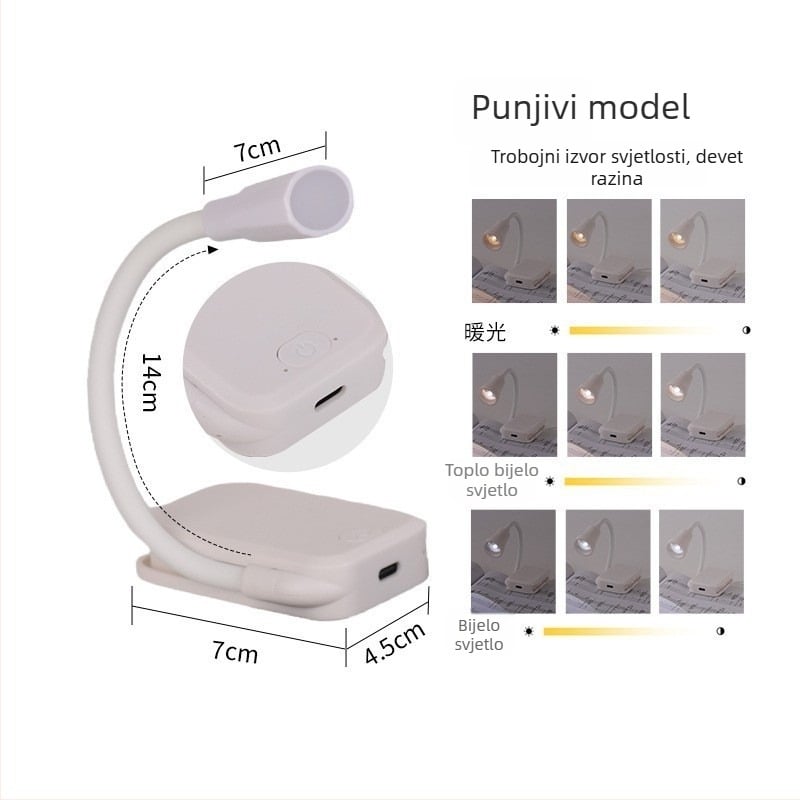 Mini LED lampica s USB napajanjem, noćna svjetiljka za dom, lampica za čitanje s klipsom za knjigu, zaštita očiju, prijenosno studijsko svjetlo
