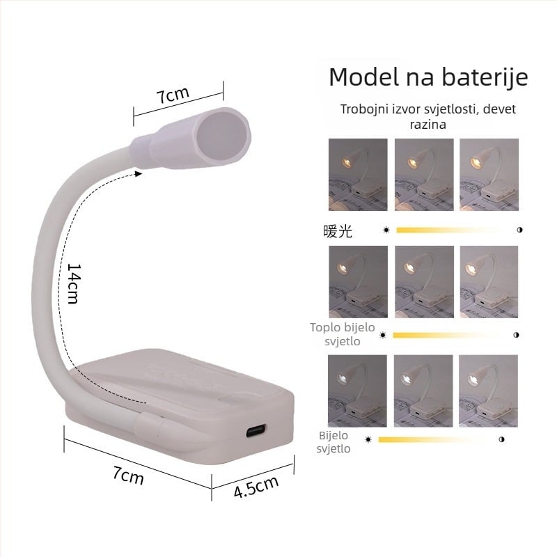 Mini LED lampica s USB napajanjem, noćna svjetiljka za dom, lampica za čitanje s klipsom za knjigu, zaštita očiju, prijenosno studijsko svjetlo