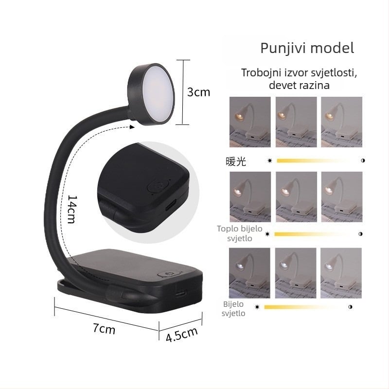 Mini LED lampica s USB napajanjem, noćna svjetiljka za dom, lampica za čitanje s klipsom za knjigu, zaštita očiju, prijenosno studijsko svjetlo
