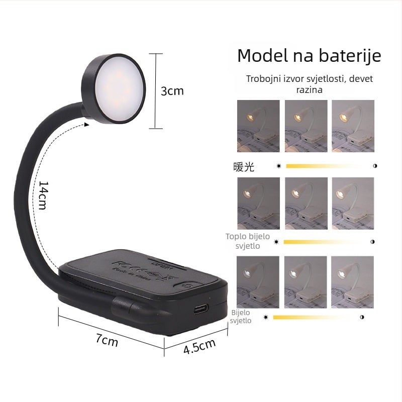 Mini LED lampica s USB napajanjem, noćna svjetiljka za dom, lampica za čitanje s klipsom za knjigu, zaštita očiju, prijenosno studijsko svjetlo