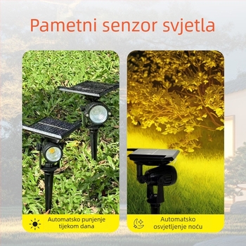Solarna vrtna svjetiljka za vanjsku upotrebu s LED usmjerenim svjetlom, pogodna za travu, cvijeće, zidove, tlo i drveće, ukrašavanje dvorišta