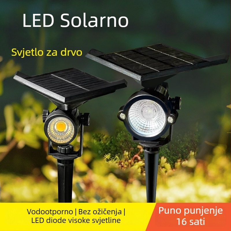 Solarna vrtna svjetiljka za vanjsku upotrebu s LED usmjerenim svjetlom, pogodna za travu, cvijeće, zidove, tlo i drveće, ukrašavanje dvorišta