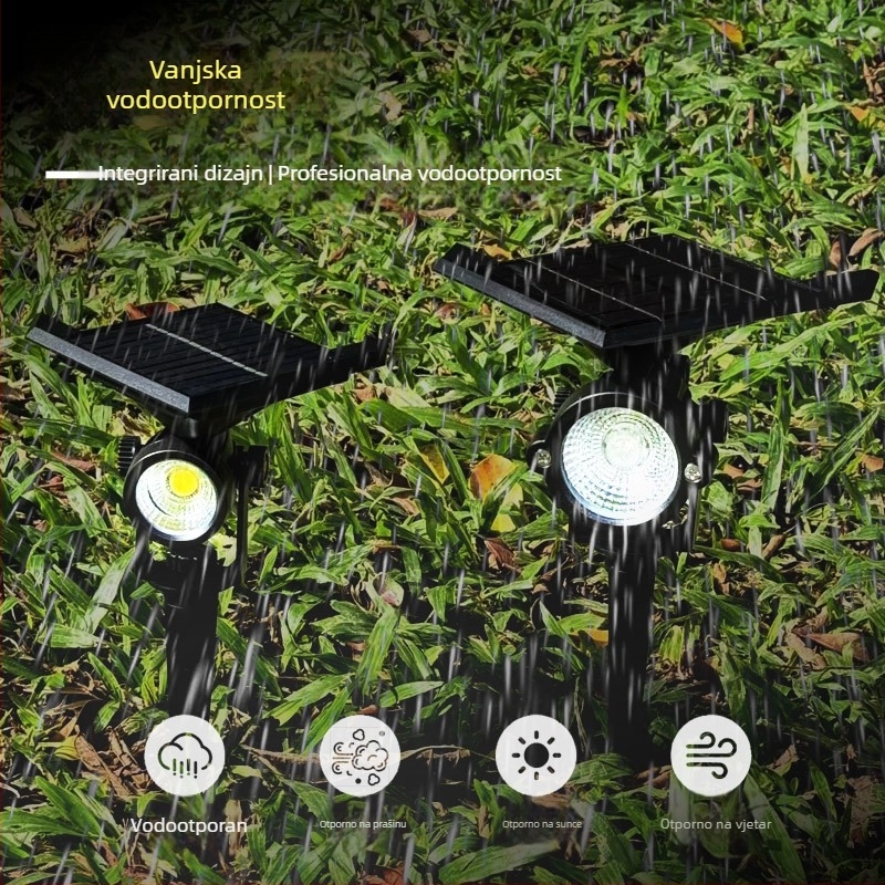 Solarna vrtna svjetiljka za vanjsku upotrebu s LED usmjerenim svjetlom, pogodna za travu, cvijeće, zidove, tlo i drveće, ukrašavanje dvorišta