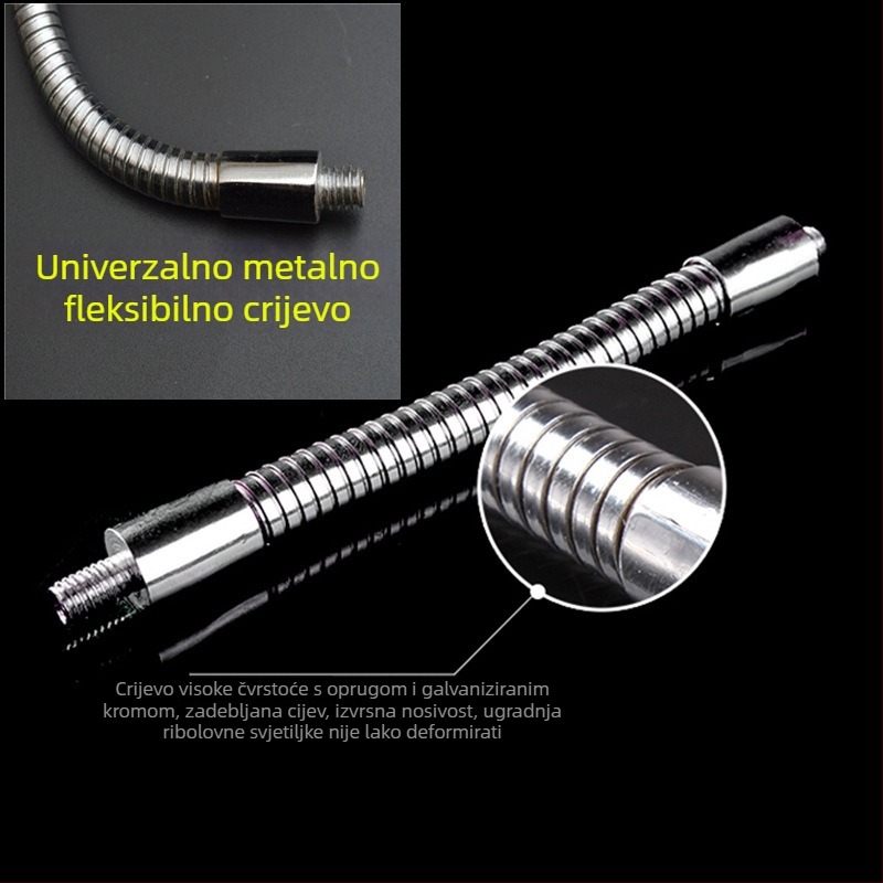 Noćna ribolovna lampa sa zemnim kolomkom, kutija za ribolov i nosač za stolicu, crijevo, držač lampe 6 mm i M6 vijak