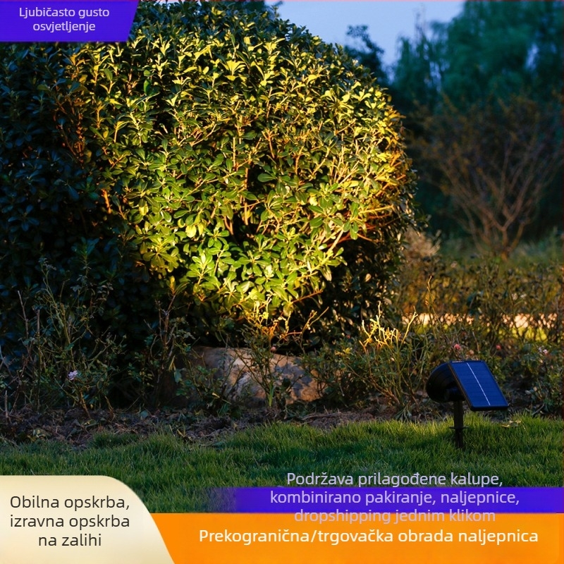 Solarna vrtna svjetiljka s kolcem za postavljanje, vodootporna, dvostruka namjena – osvjetljenje dvorišta, travnjaka i drveća