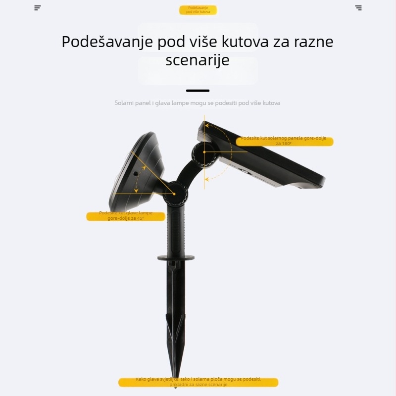 Solarna vrtna svjetiljka s kolcem za postavljanje, vodootporna, dvostruka namjena – osvjetljenje dvorišta, travnjaka i drveća