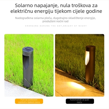 Solarna cilindrična LED lampica za travnjak i stazu, vodootporna