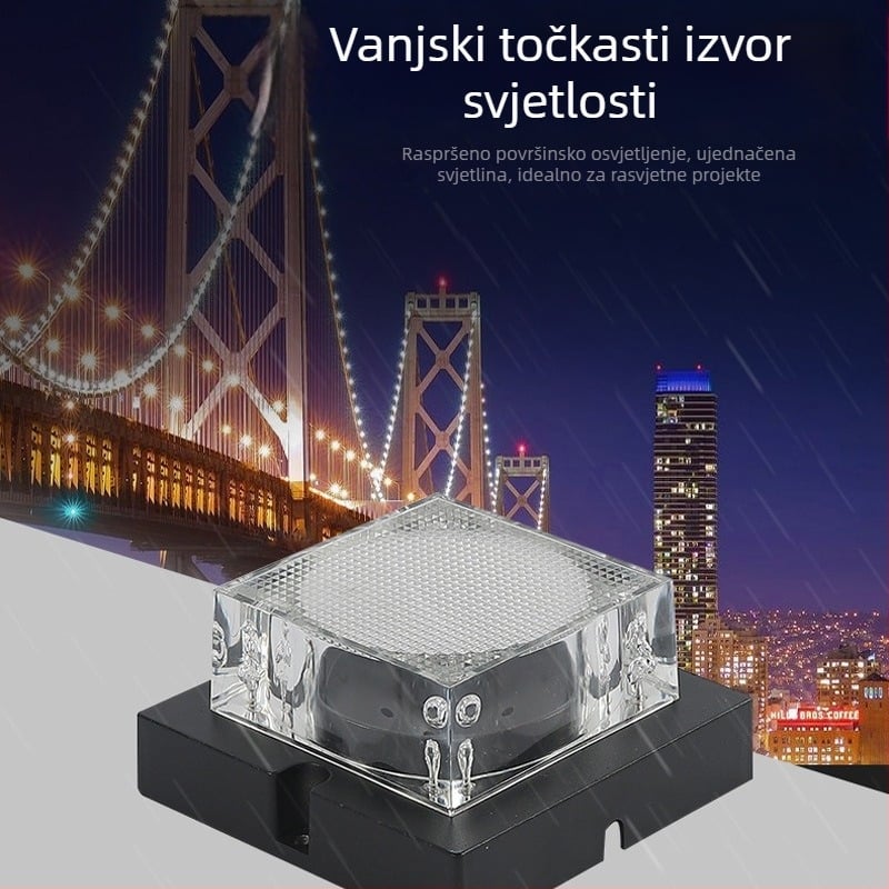 LED točkovni izvor svjetla 90x90, kućište od lijevanog aluminija s PC poklopcem, vanjsko rasvjetno osvjetljenje za mostove i fasade zgrada