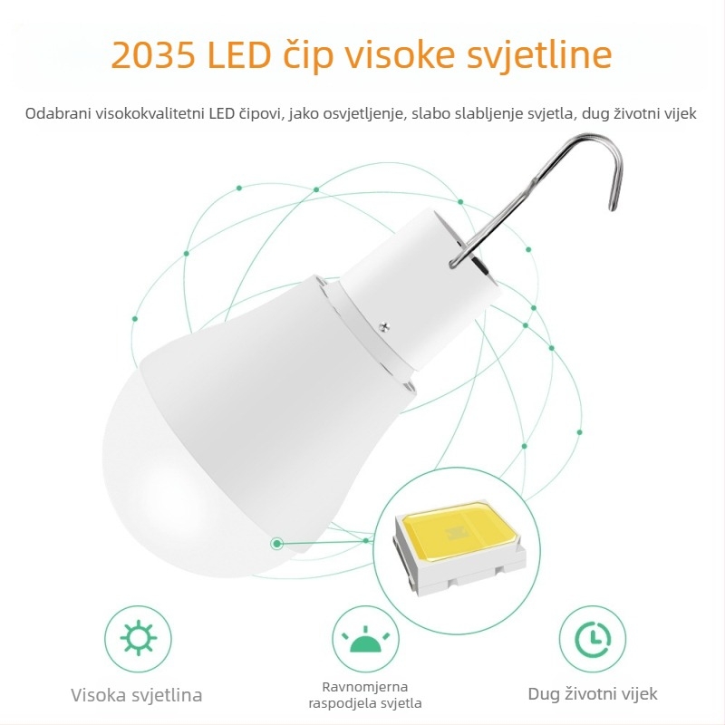 Solarna LED žarulja – energetski učinkovito vanjsko osvjetljenje, prenosno za šatore i noćne tržnice