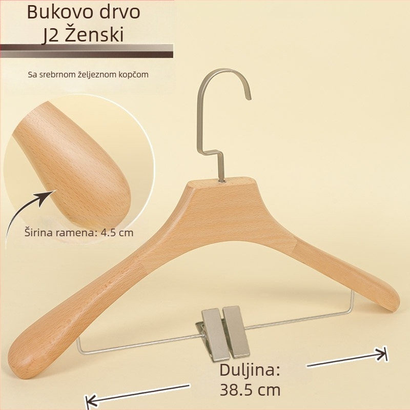 Masivni drveni stalak za odjeću sa kopčama i stalak za hlače — sve-u-jednom izložbeni stalak za kapute i jakne