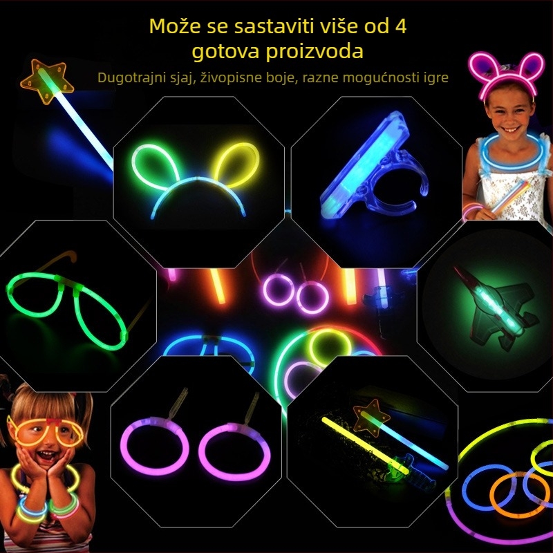Set svjetlećih štapića s blistavim igračkama za zabave