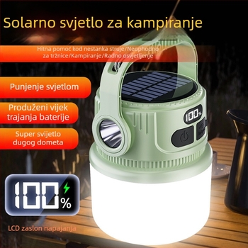 Vanjska solarno-punjiva LED stolna lampa, višefunkcionalna kamping svjetiljka, osvijetljenje za ulične štandove i noćne tržnice, hitno napajanje