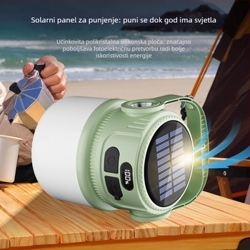 Vanjska solarno-punjiva LED stolna lampa, višefunkcionalna kamping svjetiljka, osvijetljenje za ulične štandove i noćne tržnice, hitno napajanje