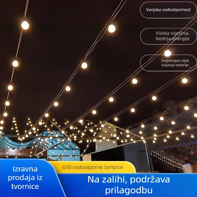 Vodootporna G50 kuglasta LED solarna niz za vanjsku dekoraciju – dvorište, ulica, kampiranje