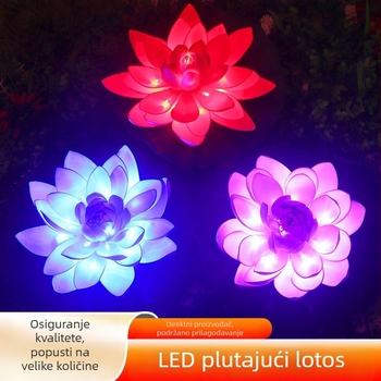 LED plutajuća lampa u obliku lotosa s EVA listovima, vanjska dekorativna rasvjeta za jezero