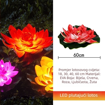 LED plutajuća lampa u obliku lotosa s EVA listovima, vanjska dekorativna rasvjeta za jezero
