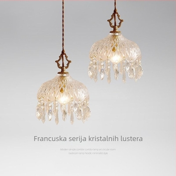 Francuski retro kristalni viseći luster i zidna svjetiljka za hodnik, ulaz, uz krevet, balkon i garderobu