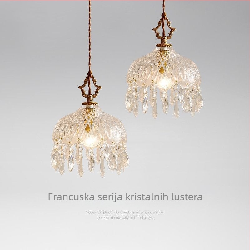 Francuski retro kristalni viseći luster i zidna svjetiljka za hodnik, ulaz, uz krevet, balkon i garderobu