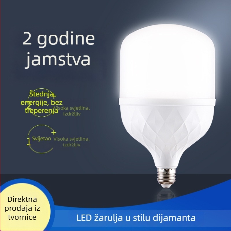 LED žarulja E27, energetski učinkovita, bijela svjetlost, dijamantnog stila, visokoučinkovita LED žarulja s plastičnim kućištem od aluminija