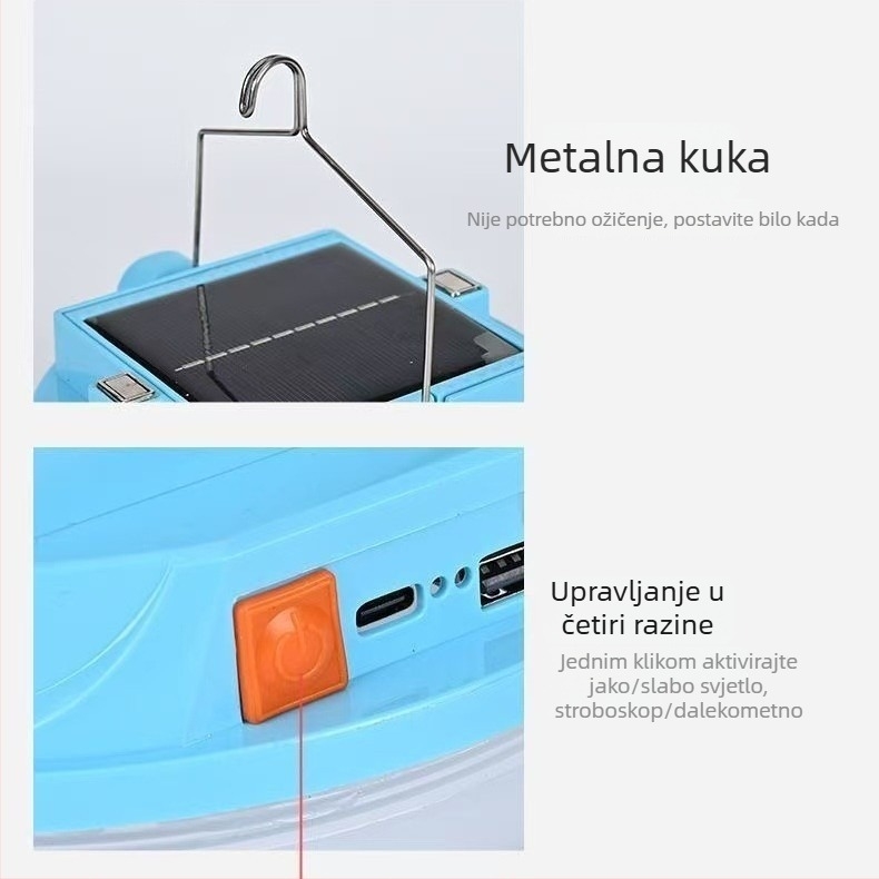 Solarna prijenosna kamping lampa – ultra jaka, punjiva, za nužne situacije