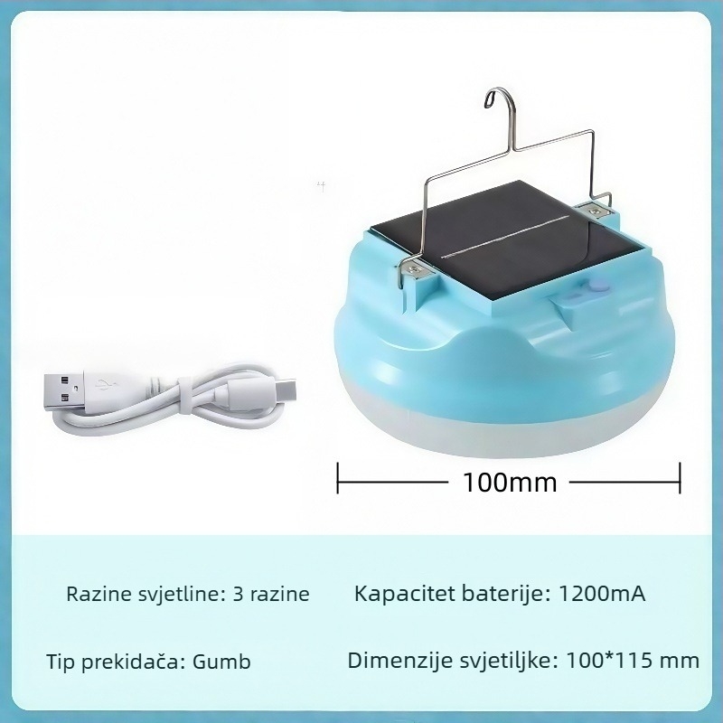 Solarna prijenosna kamping lampa – ultra jaka, punjiva, za nužne situacije