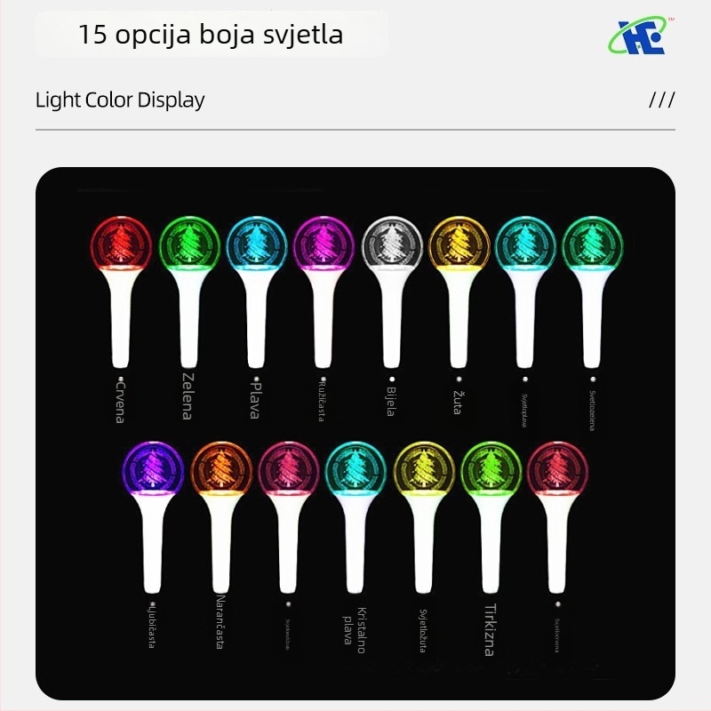 Bluetooth daljinski upravljana ručna svjetleća lopta s prozirnim kućištem, rekvizit za navijanje na koncertima, 15 boja LED