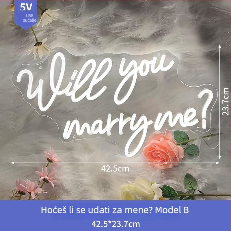 Prilagođena akrilna neonska riječ za vjenčanje i zaruke, unutarnje LED dekorativno svjetlo