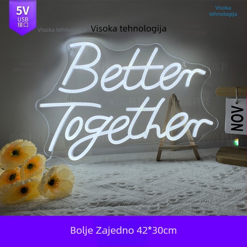 Prilagođena akrilna neonska riječ za vjenčanje i zaruke, unutarnje LED dekorativno svjetlo