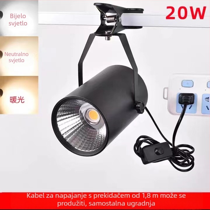 LED klipski reflektor, bez bušenja, napajanje iz priključka, 20W/30W, za izložbe, noćne pijace, vjenčanja, prijenosno osvjetljenje